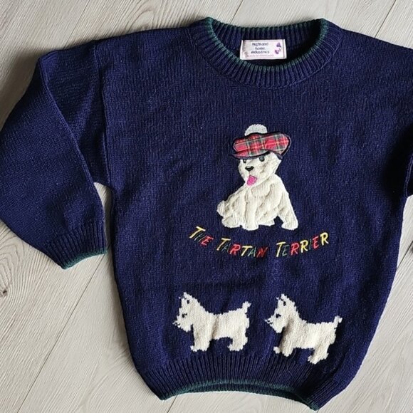 Scottish Highland Home Industries Lambswool The Tartan Terrior Knit Sweater - Picture 2 of 7